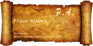 Pless Albert névjegykártya